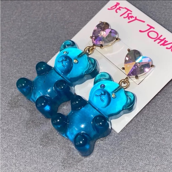 Betsey Johnson Blue Jelly Gummy Bear Earrings NWT - Picture 4 of 5